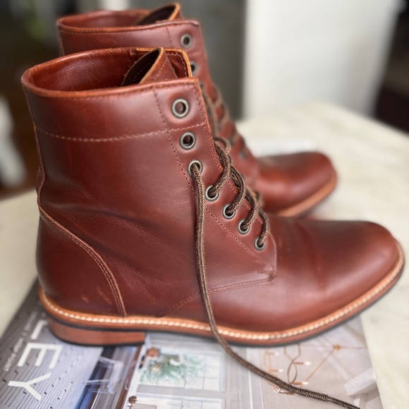 Nisolo Amalia Leather Combat Boots Brandy Size 10 - Picture 3 of 7